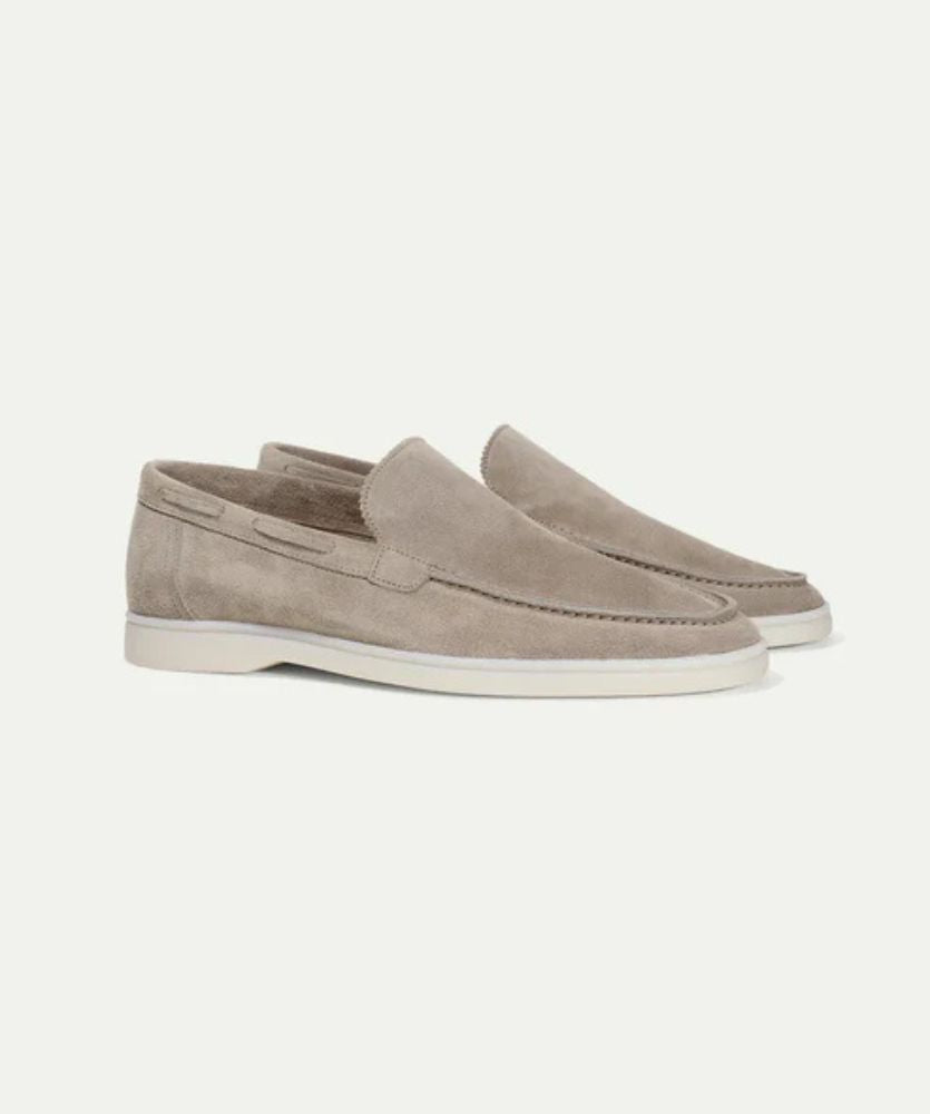 Premium Süet Loafer - Açık Gri