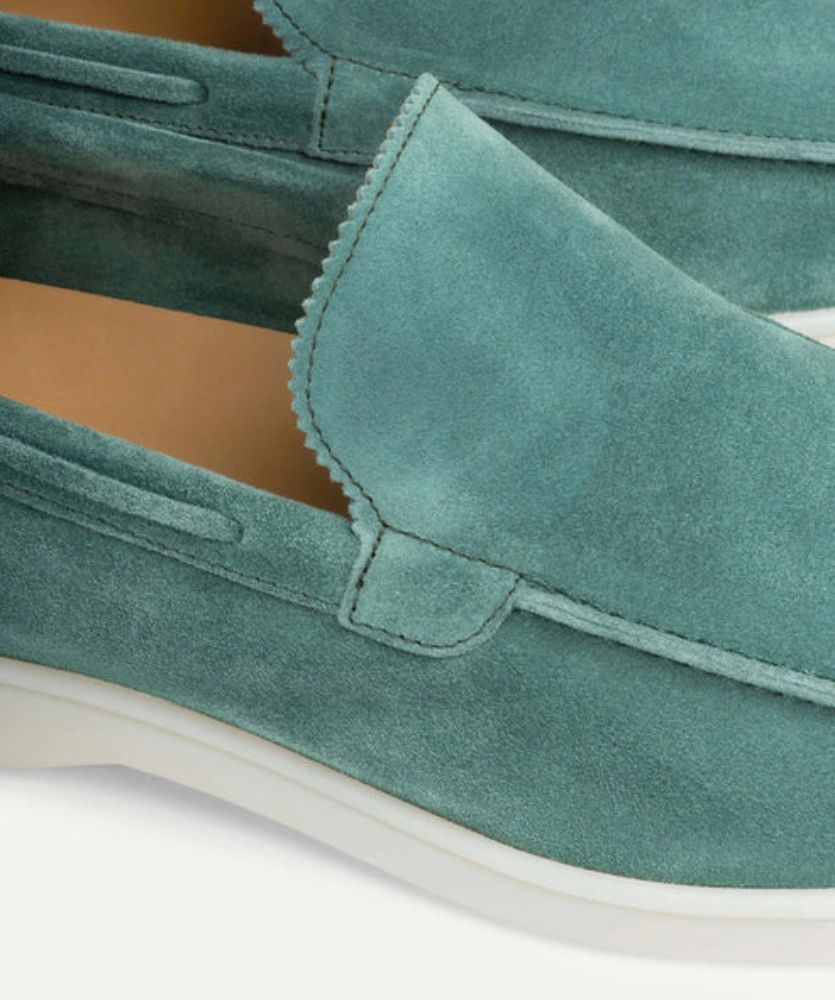 Egzotik Süet Loafer - Elma Mavisi Erkek Slip-On Ayakkabı