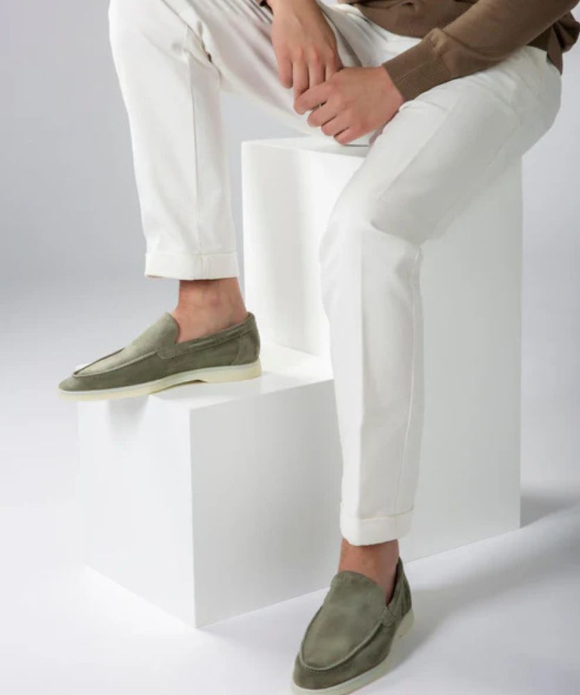 Premium Süet Loafer - Zeytin Yeşili