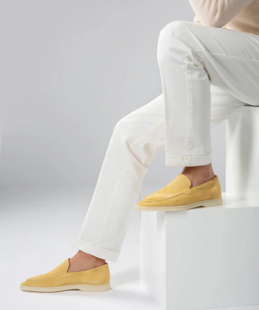 Egzotik Süet Loafer - Narenciye Sarısı Erkek Slip-On Ayakkabı