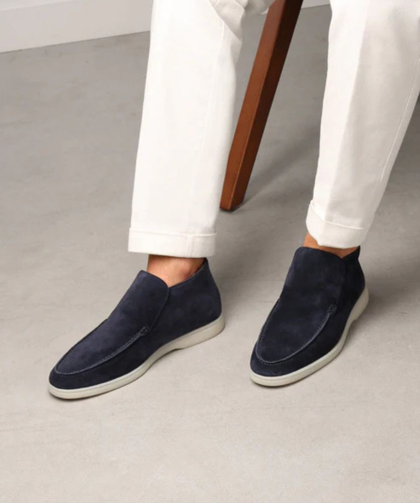 Lüks Lacivert Süet City Loafer - Kaymaz Tabanlı Erkek Ayakkabı