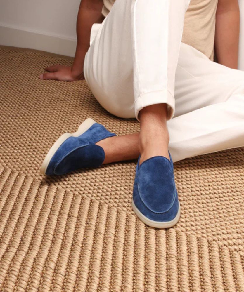 Egzotik Süet Loafer - Yaban Mavisi Erkek Slip-On Ayakkabı