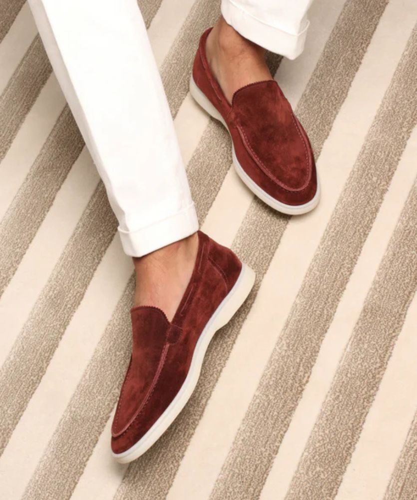 Premium Süet Loafer - Bordo