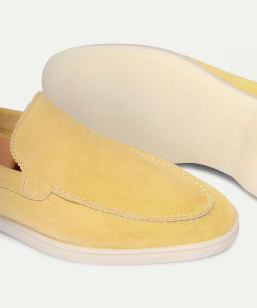 Egzotik Süet Loafer - Narenciye Sarısı Erkek Slip-On Ayakkabı