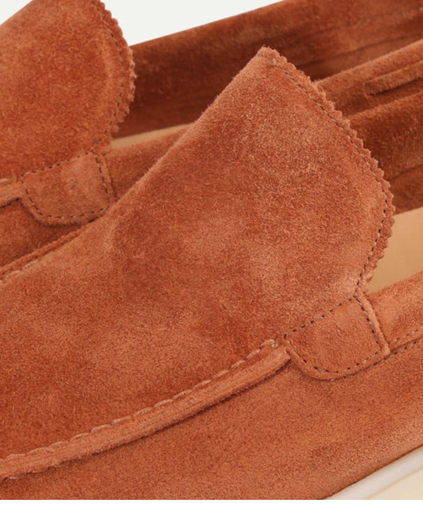 Egzotik Süet Loafer - Canlı Turuncu Erkek Slip-On Ayakkabı