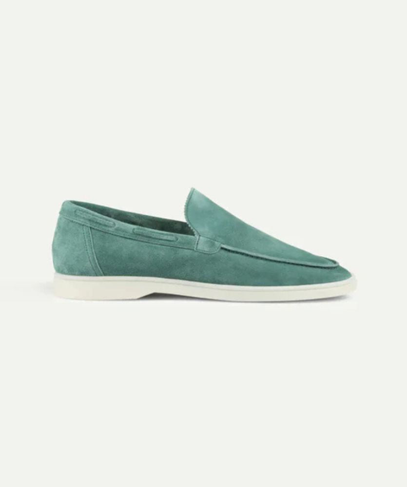Egzotik Süet Loafer - Elma Mavisi Erkek Slip-On Ayakkabı