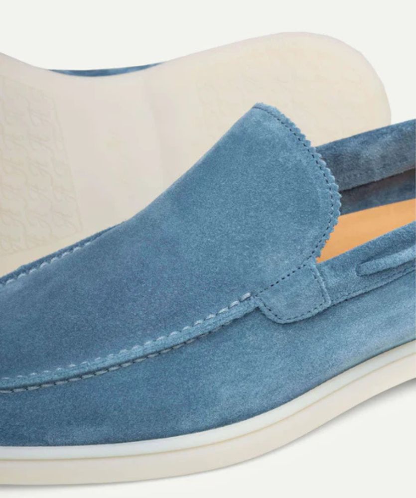 Premium Süet Loafer - Okyanus Mavisi