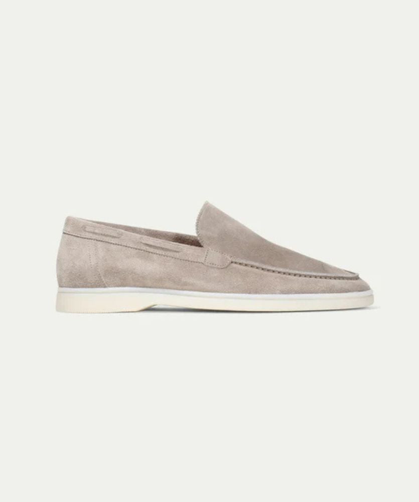 Premium Süet Loafer - Açık Gri