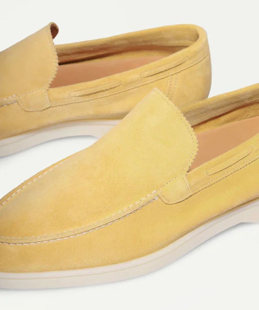 Egzotik Süet Loafer - Narenciye Sarısı Erkek Slip-On Ayakkabı