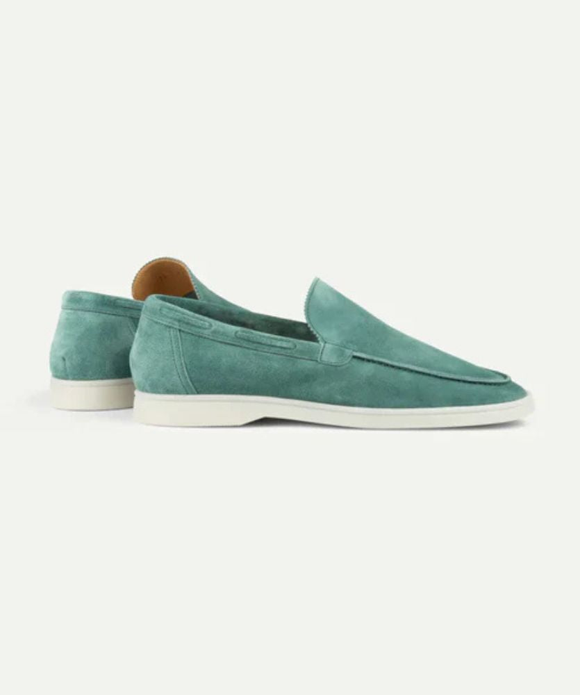 Egzotik Süet Loafer - Elma Mavisi Erkek Slip-On Ayakkabı