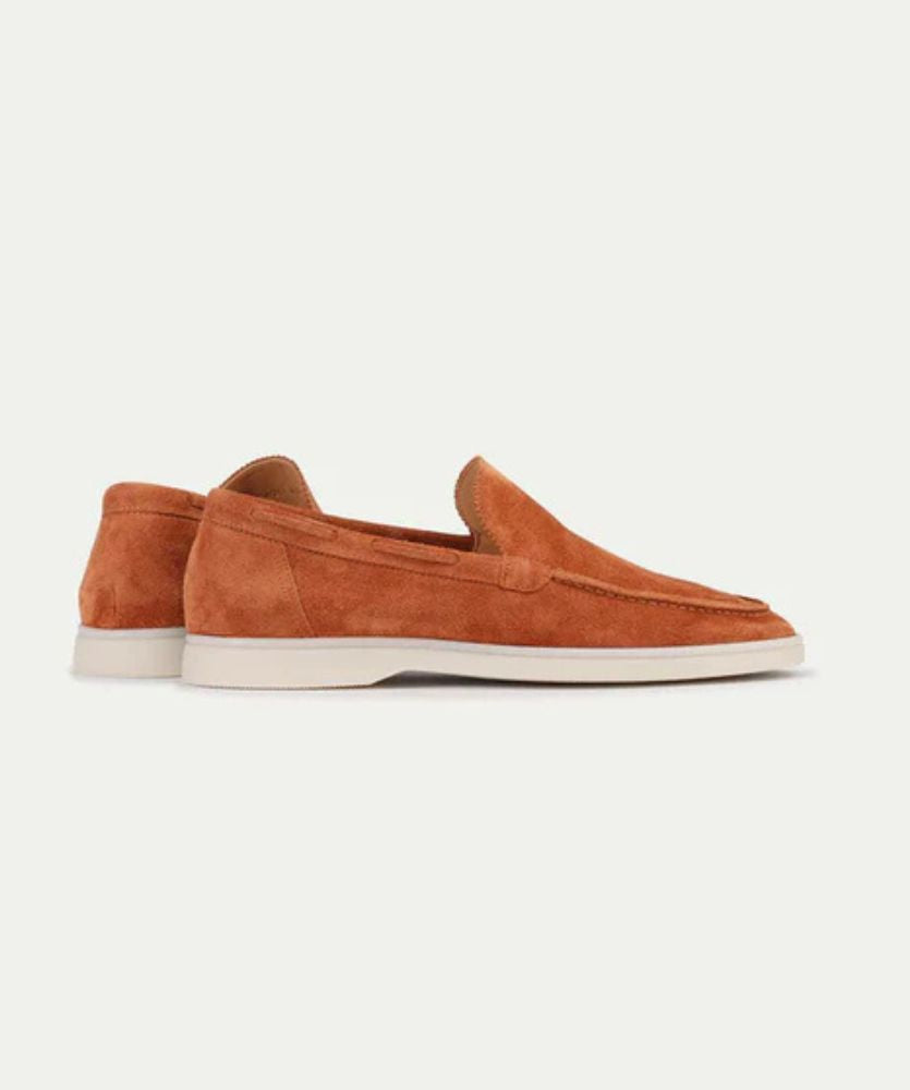 Egzotik Süet Loafer - Canlı Turuncu Erkek Slip-On Ayakkabı
