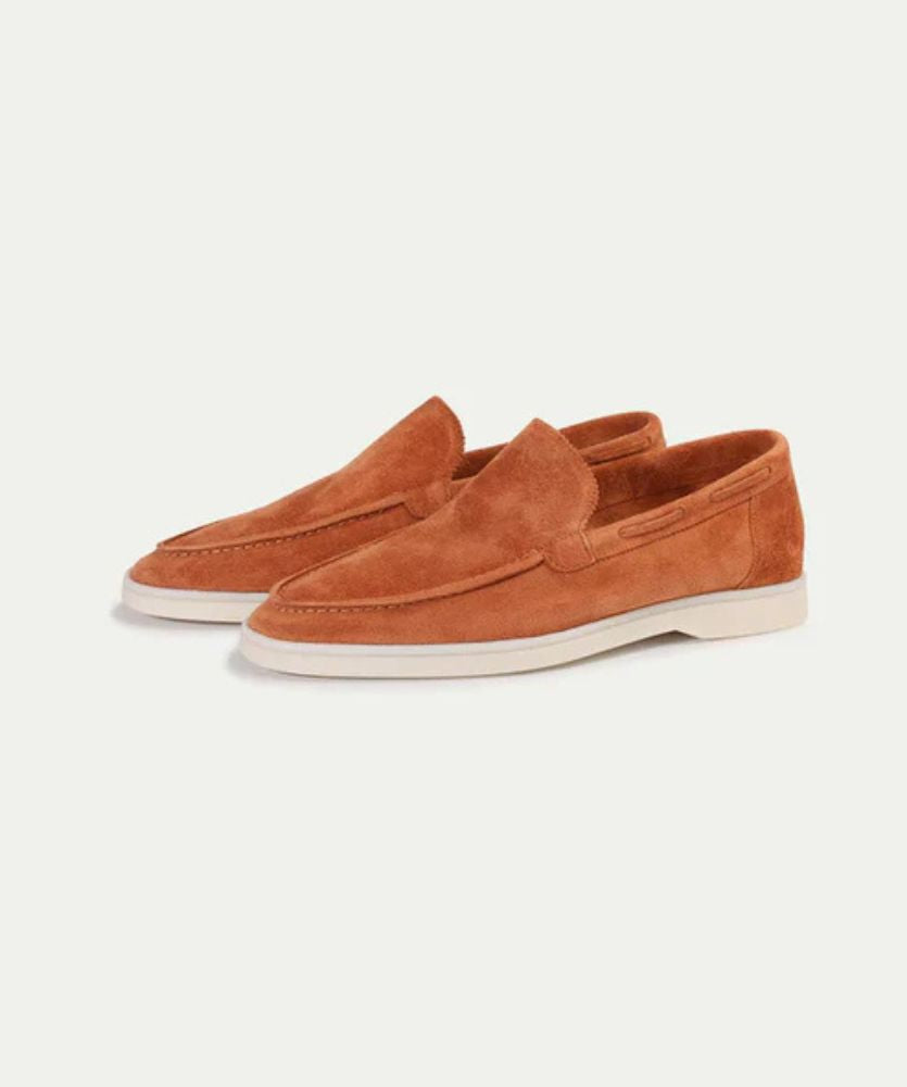 Egzotik Süet Loafer - Canlı Turuncu Erkek Slip-On Ayakkabı