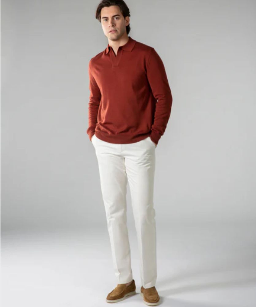 Bordo Düğmesiz Extrafine Merino Polo Kazak