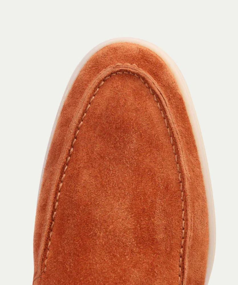 Egzotik Süet Loafer - Canlı Turuncu Erkek Slip-On Ayakkabı