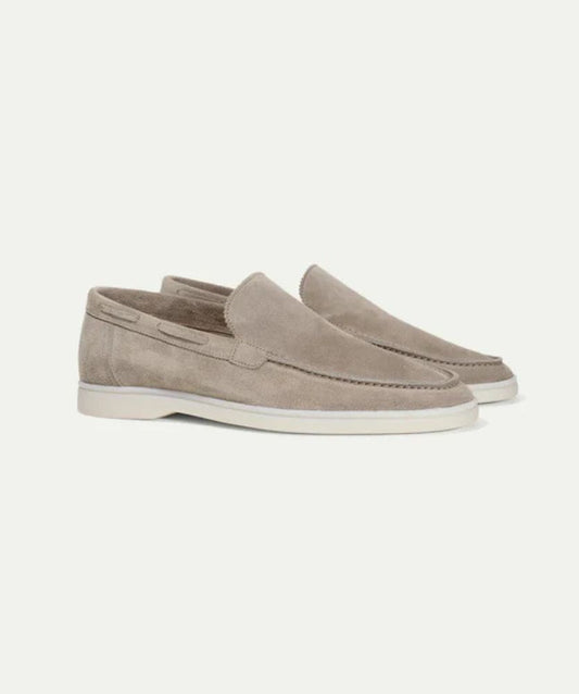 Premium Süet Loafer - Açık Gri