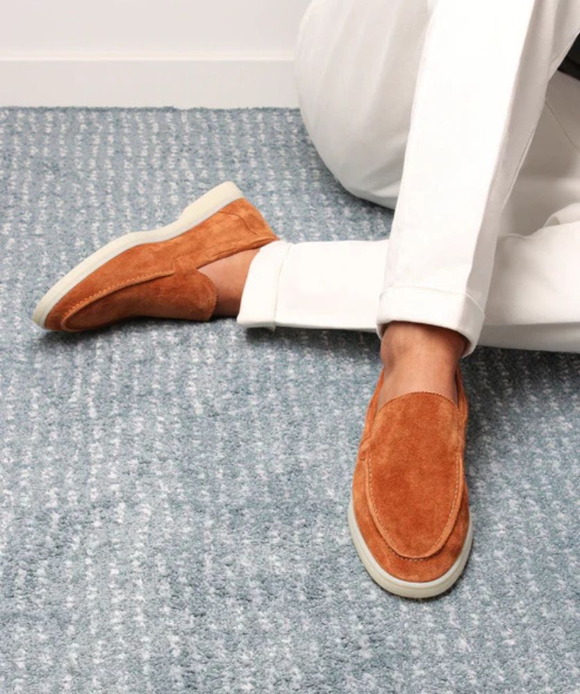 Egzotik Süet Loafer - Canlı Turuncu Erkek Slip-On Ayakkabı