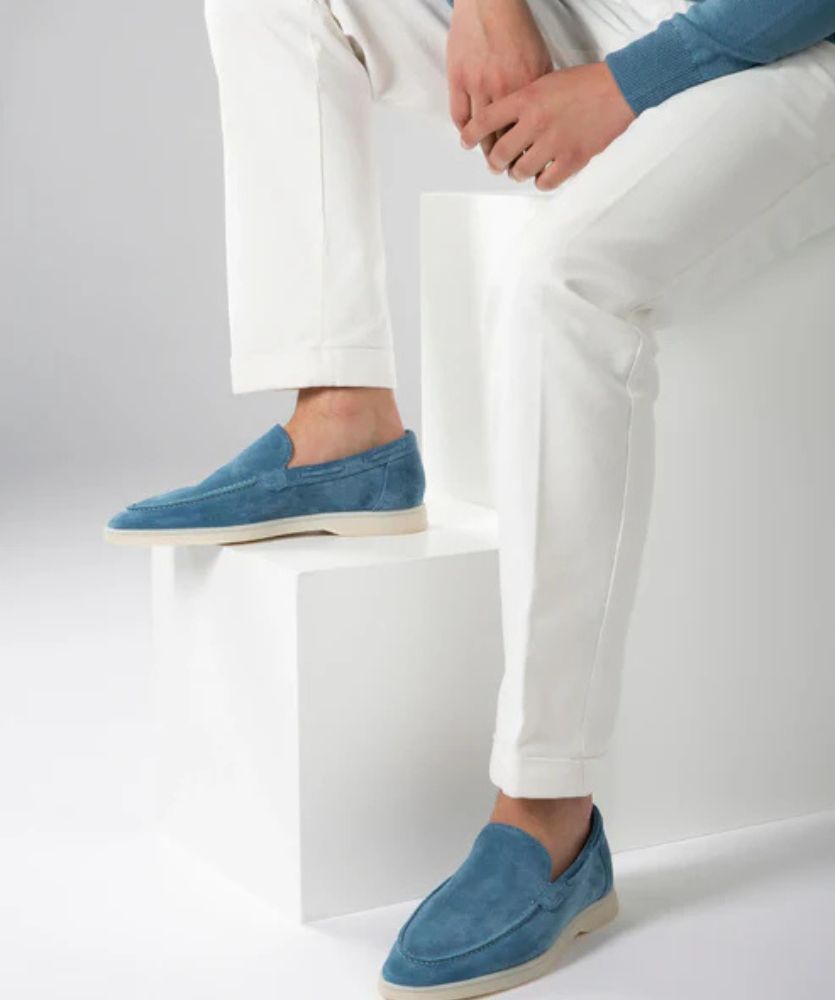 Premium Süet Loafer - Okyanus Mavisi