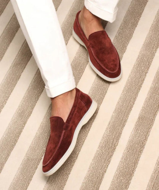 Premium Süet Loafer - Bordo