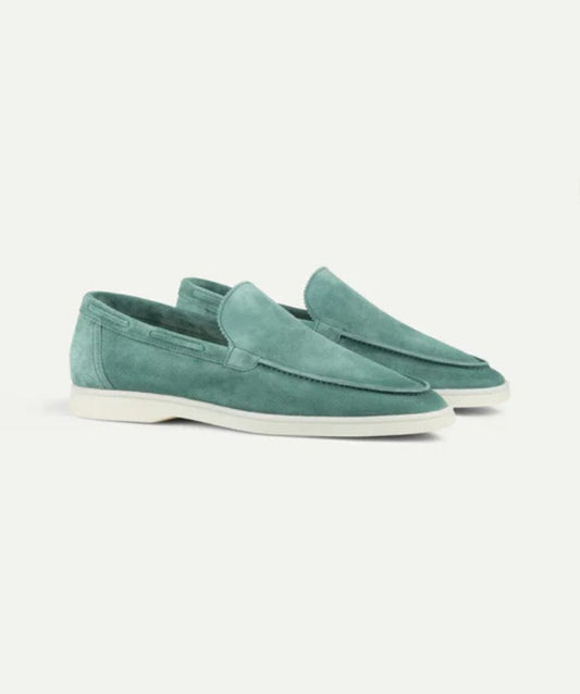 Egzotik Süet Loafer - Elma Mavisi Erkek Slip-On Ayakkabı