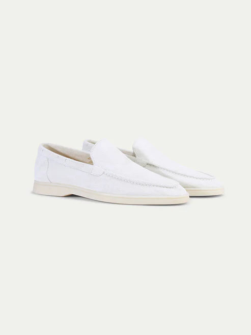 Egzotik Süet Loafer - İnci Beyazı Erkek Slip-On Ayakkabı